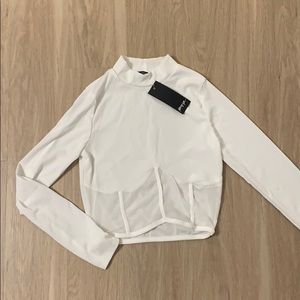 White mesh corset style crop top